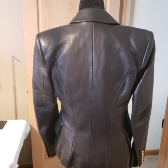 NWT BALMAIN LEATHER BLAZER SIZE:40 - Picture 2 of 6